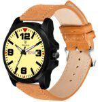 Walrus White Dial Analog Day Date Function Leather Strap Wrist Watch For Men