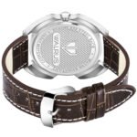 Walrus Silver Dial Analog Day Date Function Leather Strap Wrist Watch For Men