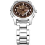 Walrus Brown Dial Analog Day Date Function Metal Chain Wrist Watch For Men