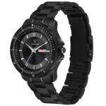 Walrus Black Dial Analog Day Date Function Metal Chain Wrist Watch For Men With PUSH Button Lock