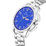 Walrus Maverick Blue Dial Dull Finish Wrist Watch For Men With Day Date Function & Push Button Lock