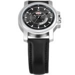 Walrus Black Dial Analog Day Date Function Leather Strap Wrist Watch For Men