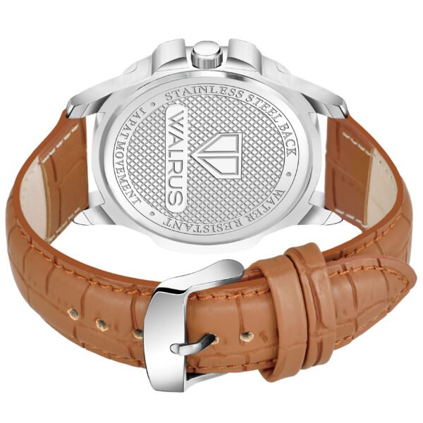 Walrus White Dial Analog Day Date Function Leather Strap Wrist Watch For Men