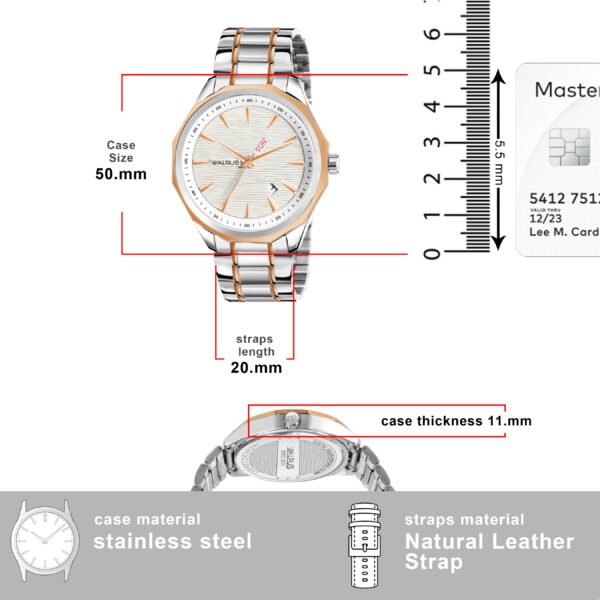 Walrus White Dial Analog Leather Strap Wrist Watch For Men