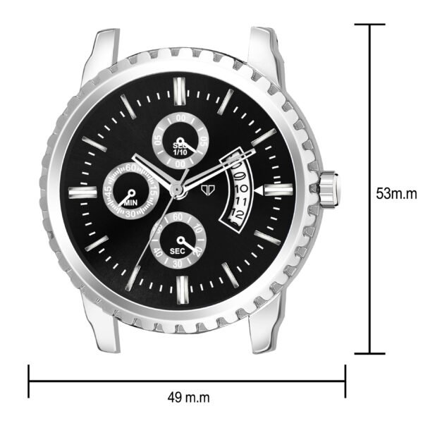 Walrus E Series Black Dial Wrist Watch For Men With Day Date Function & Artificial Chronograph Display