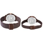 Walrus Brown Dial Analog Brass Chain Wrist Watch For Couple With PUSH Button Lock