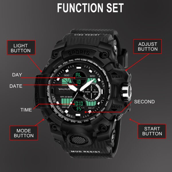 Walrus Black Analog Digital Wrist Watch For Men