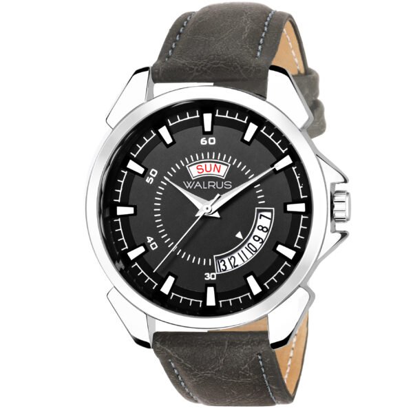 Walrus Black Dial Analog Date Date Leather Strap Wrist Watch For Men