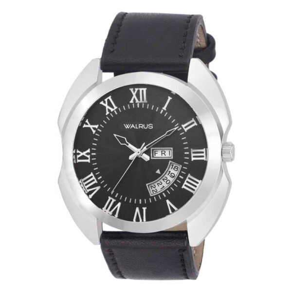 Walrus Black Dial Analog Date Date Leather Strap Wrist Watch For Men