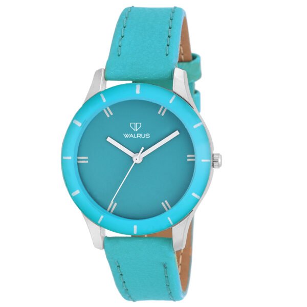 Walrus Sky Blue Dial Analog Leather Strap Wrist Watch For Women