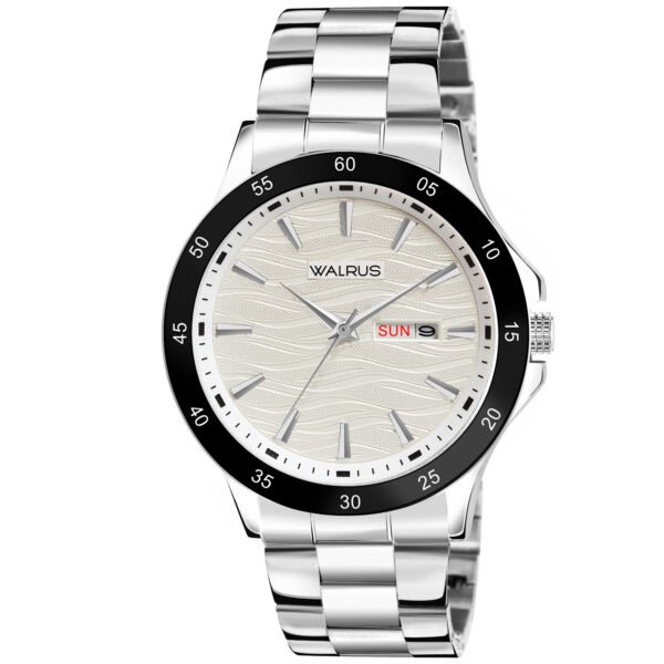 Walrus Elite XXI Series Silver Premium Wrist Watch For Men With Day & Date Function