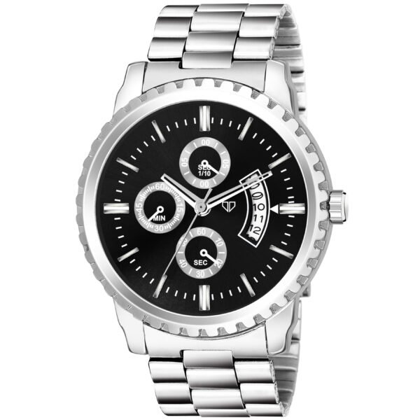 Walrus E Series Black Dial Wrist Watch For Men With Day Date Function & Artificial Chronograph Display