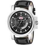 Walrus Black Dial Analog Day Date Function Leather Strap Wrist Watch For Men
