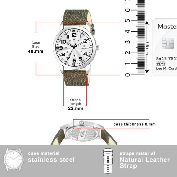 Walrus Silver Dial Analog Leather Strap Wrist Watch For Men
