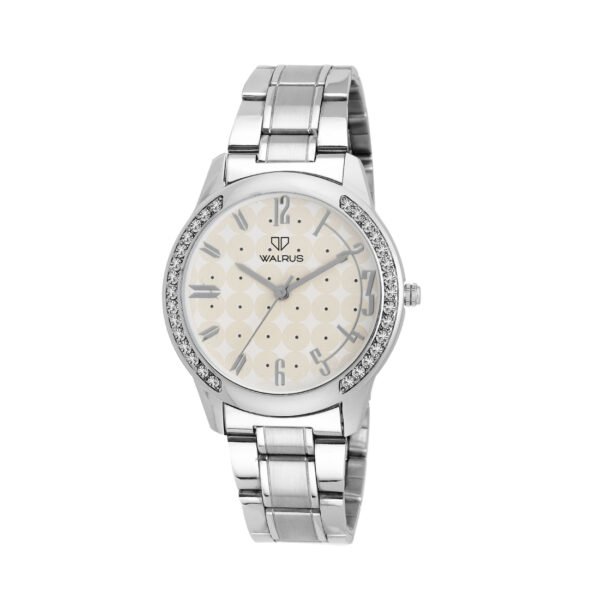 Walrus White Dial Analog Metal Chain Wrist Watch For Women