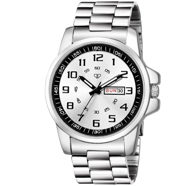 Walrus Invictus XVIII Series Silver Dial Dull Finish Men Metallic Wristwatch With Day & Date Function