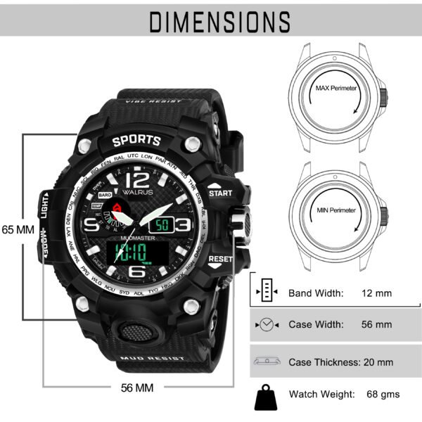Walrus Silver Analog Digital Wrist Watch For Men