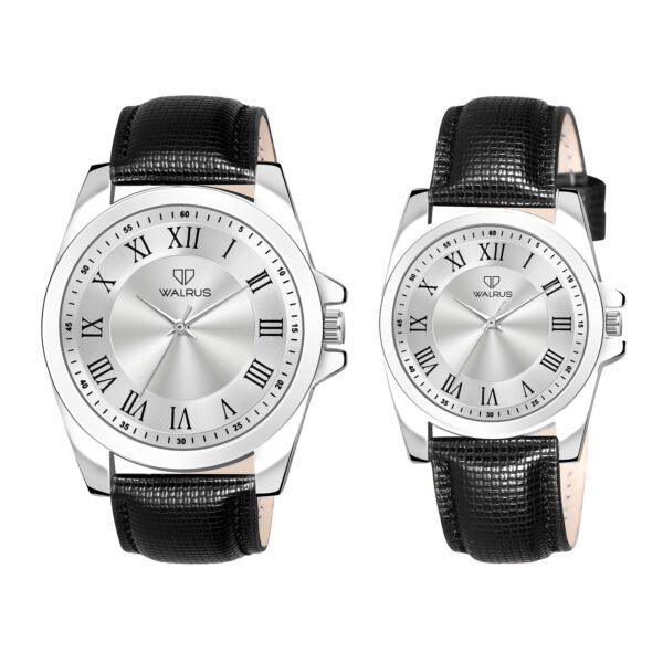 Walrus White Dial Analog Leather Strap Wrist Watch For Couple