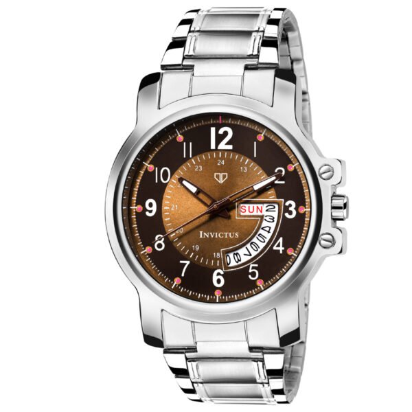 Walrus Invictus Series Brown Dial Men Metallic Wristwatch With Day & Date Function