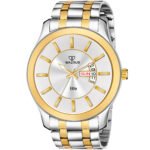 Walrus Silver Dial Analog Day Date Function Metal Chain Wrist Watch For Men With PUSH Button Lock