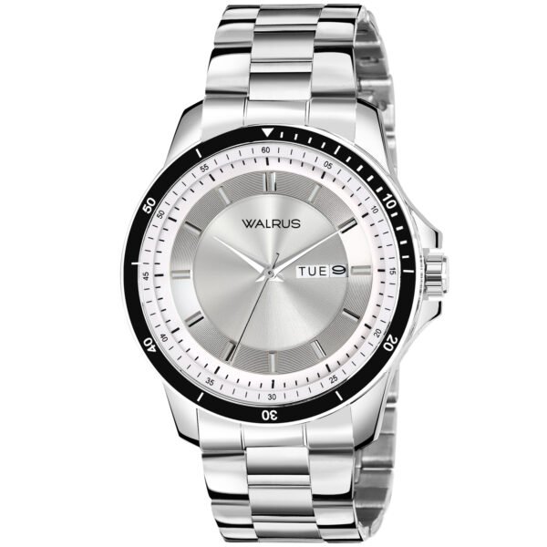 Walrus Elite XVIII Series Silver Premium Wrist Watch For Men With Day & Date Function
