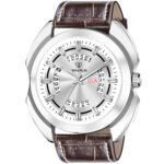 Walrus Silver Dial Analog Day Date Function Leather Strap Wrist Watch For Men