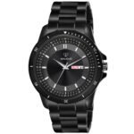 Walrus Black Dial Analog Day Date Function Metal Chain Wrist Watch For Men With PUSH Button Lock