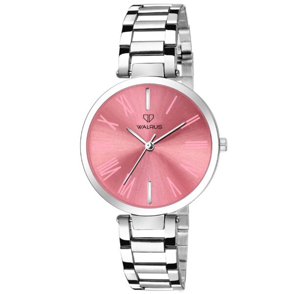 Walrus Alice II Series Pink Dial Metallic Wrist Watch For Women