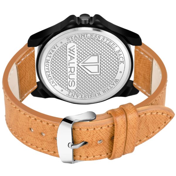 Walrus White Dial Analog Day Date Function Leather Strap Wrist Watch For Men