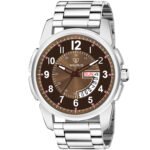 Walrus Brown Dial Analog Day Date Function Metal Chain Wrist Watch For Men