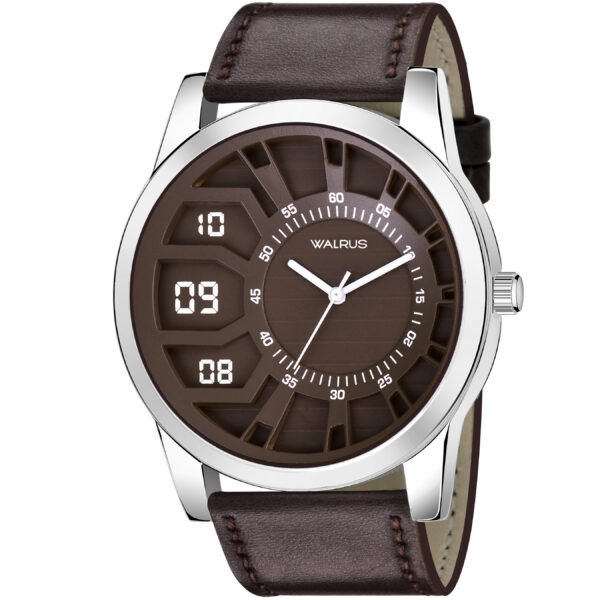 Walrus White Dial Analog Leather Strap Wrist Watch For Men