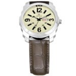 Walrus White Dial Analog Day Date Function Leather Strap Wrist Watch For Men