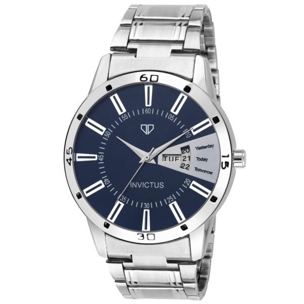 Walrus Essential Series Blue Dial Men Metallic Wristwatch With Day & Date Function